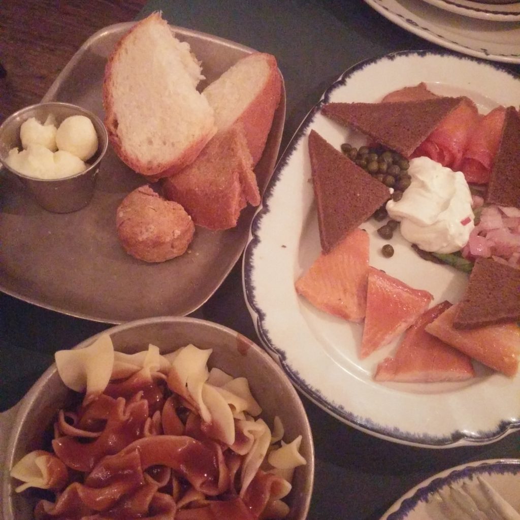 Colonial food spread at City Tavern