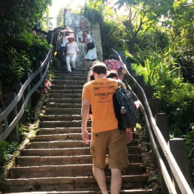 Stairs up Elephant Mountain hiking trail