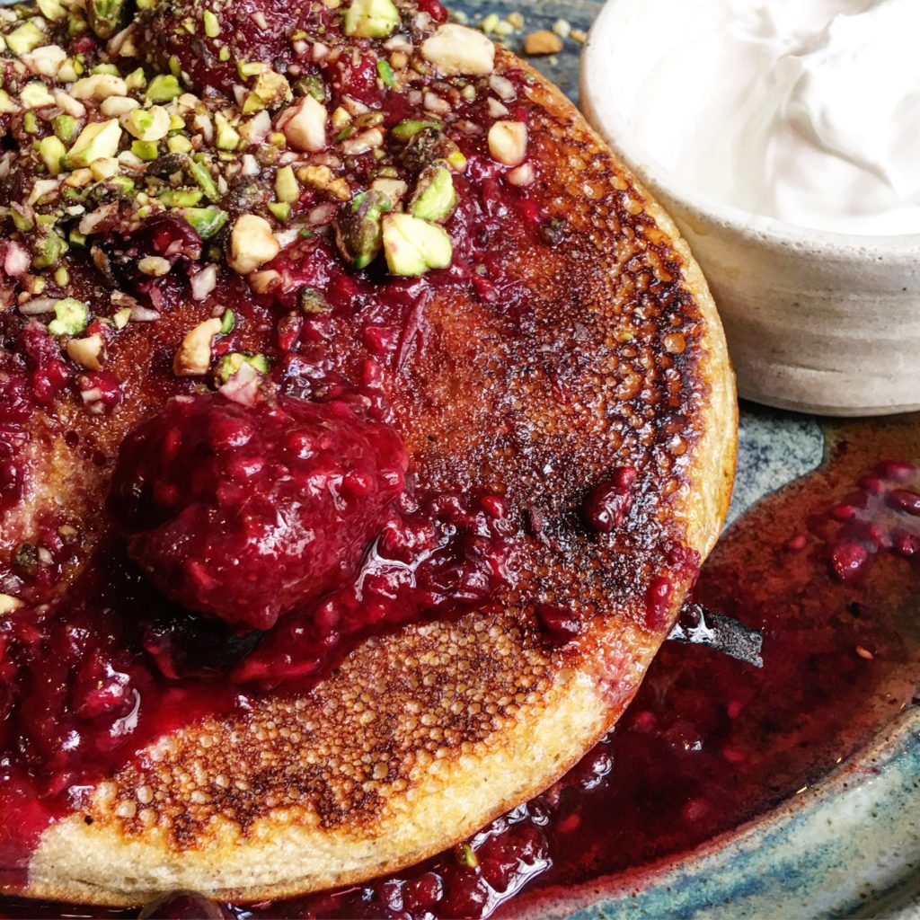 Berry Pancakes with Pistachio Crumble from the Farm Girl Cafe