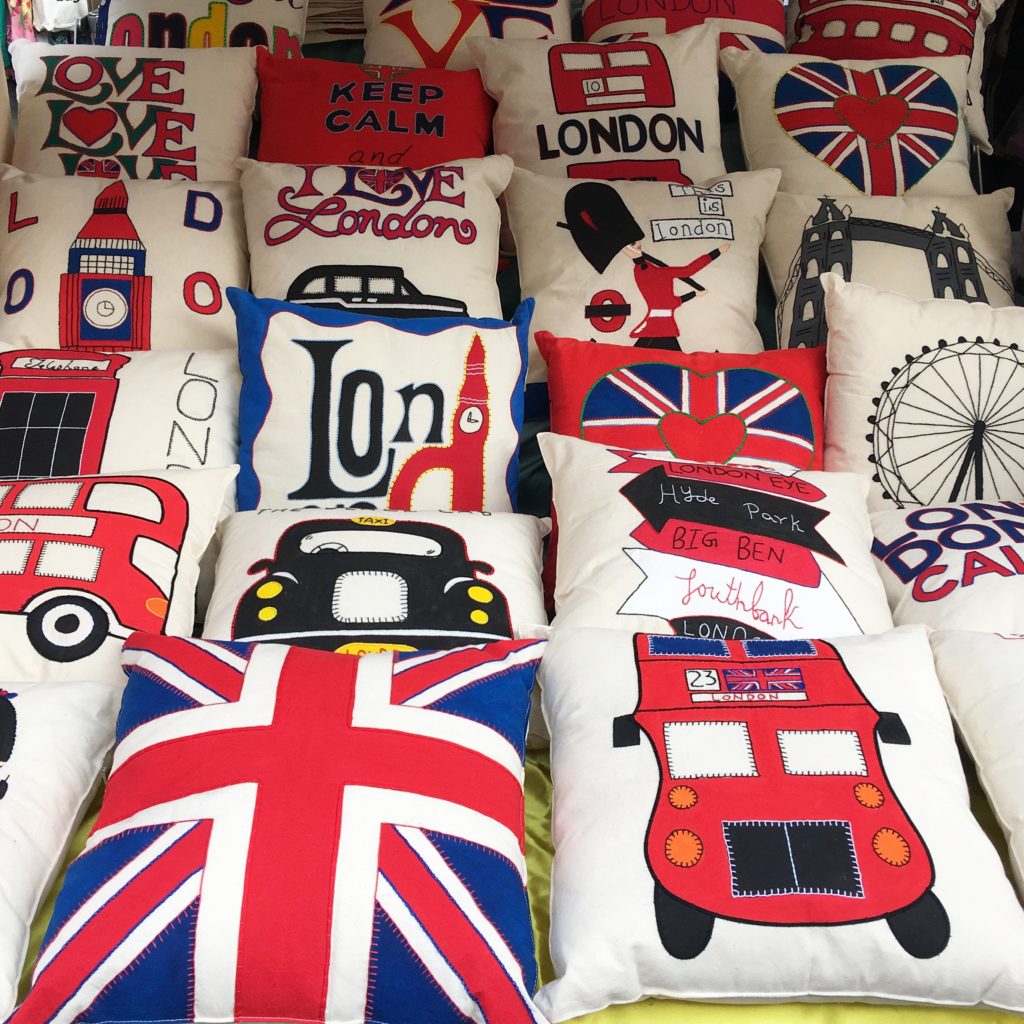 Handcrafted pillows at the Portabello Market