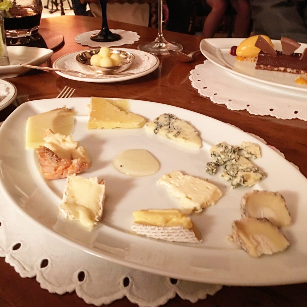 Selection of British and French Cheeses on a Cheese Trolley
