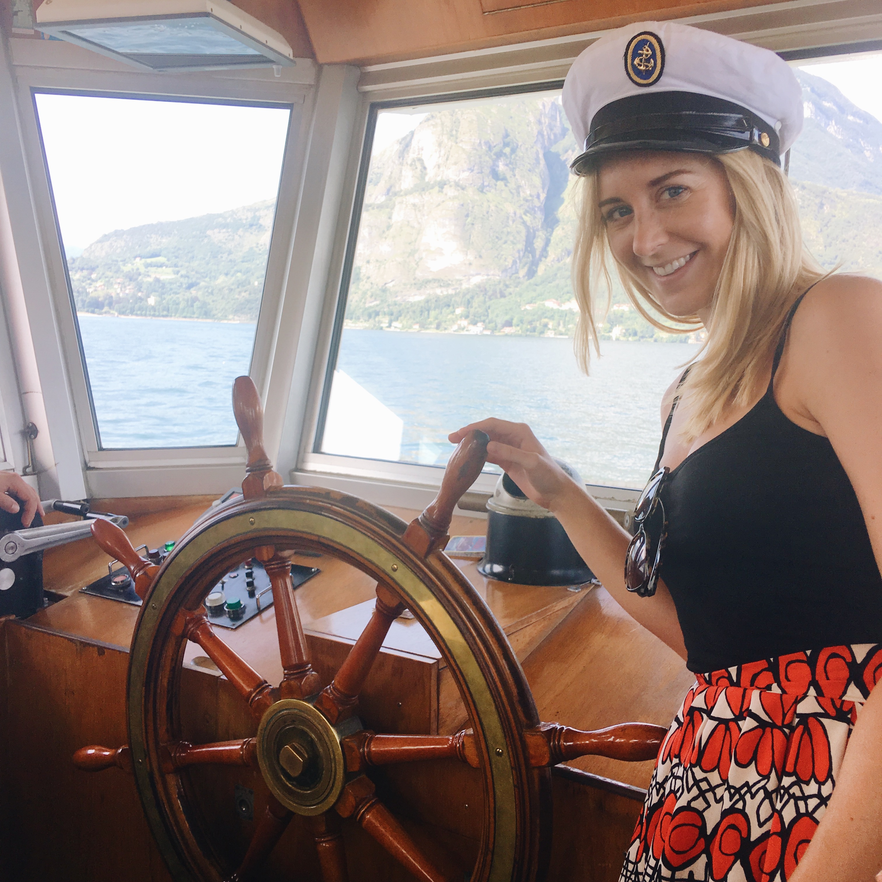 Getting a picture at the helm