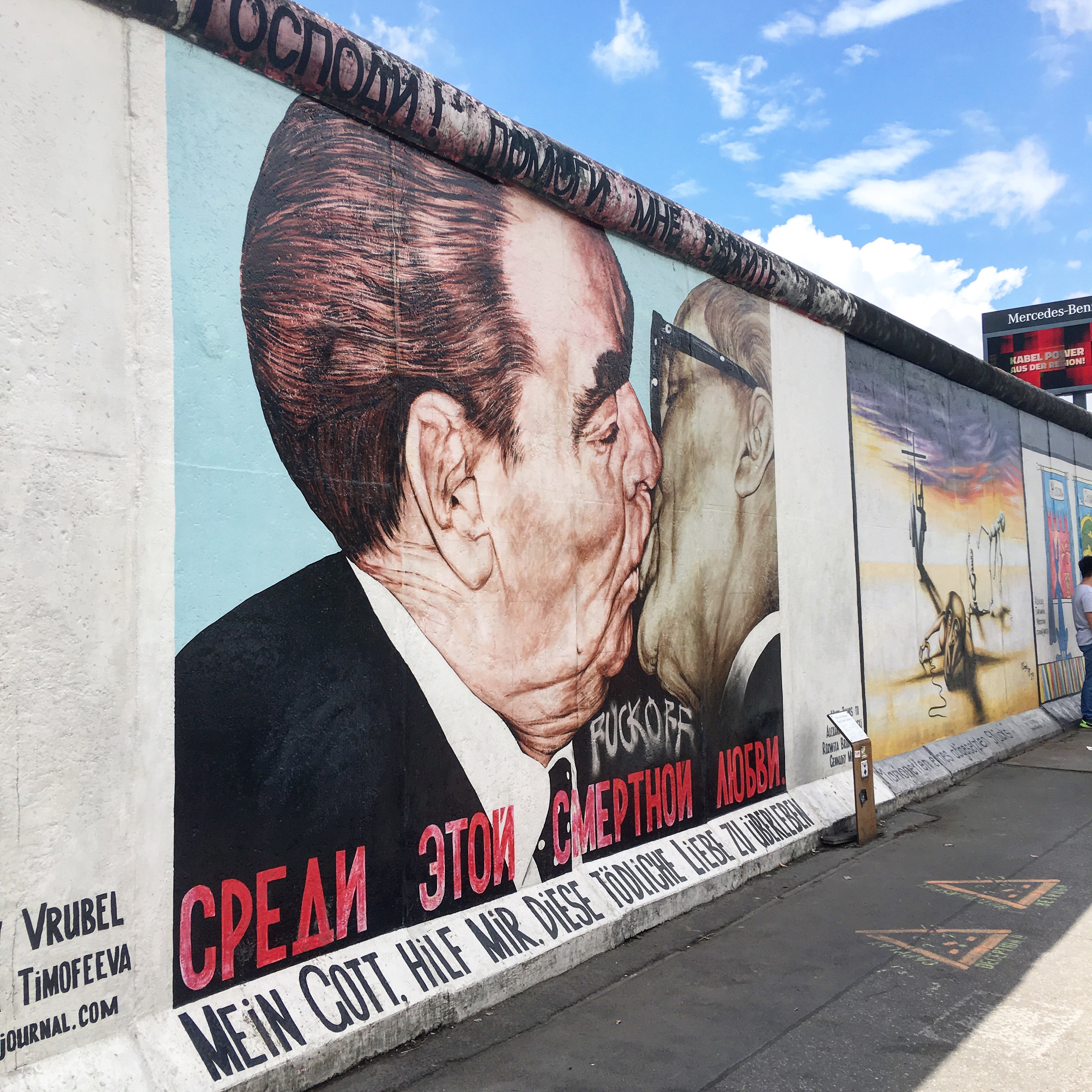 Famous graffiti in East Side Gallery Berlin