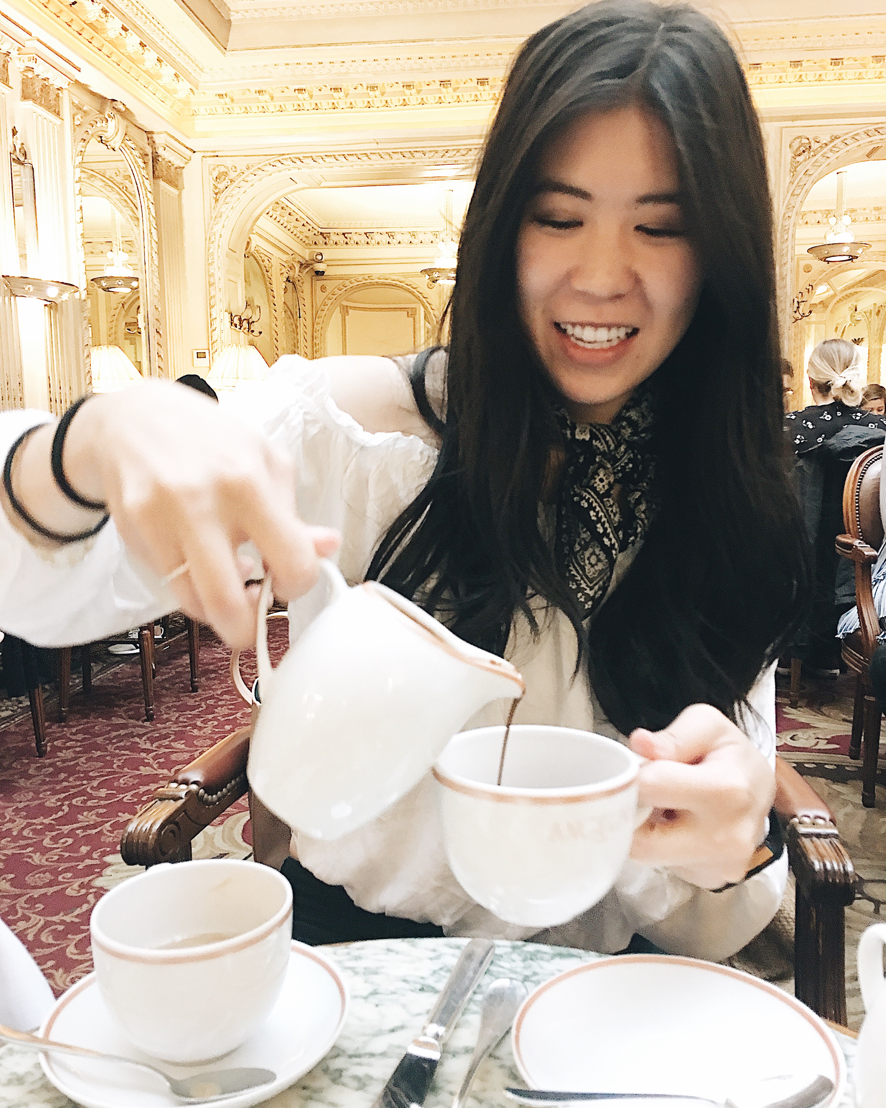 Enjoying Angelinas Hot Chocolate in Paris