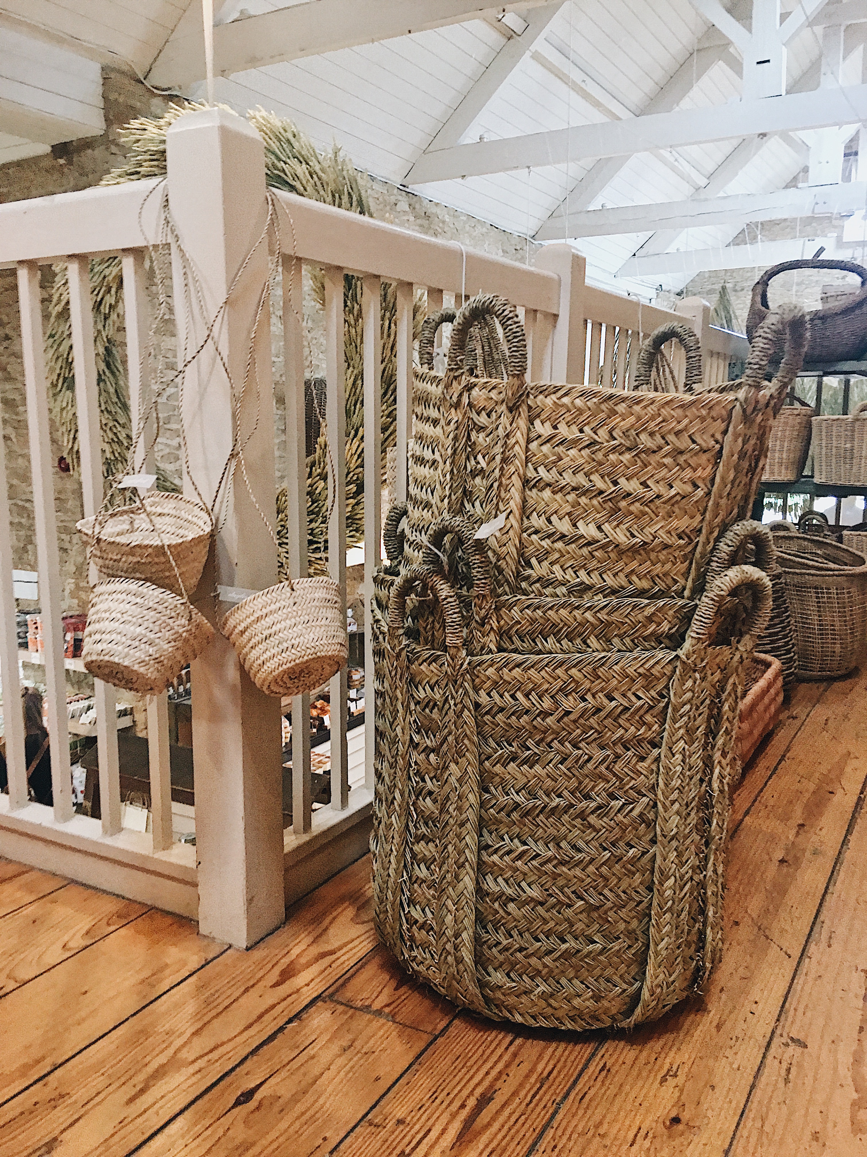 Cute organic weaved baskets at Daylesford