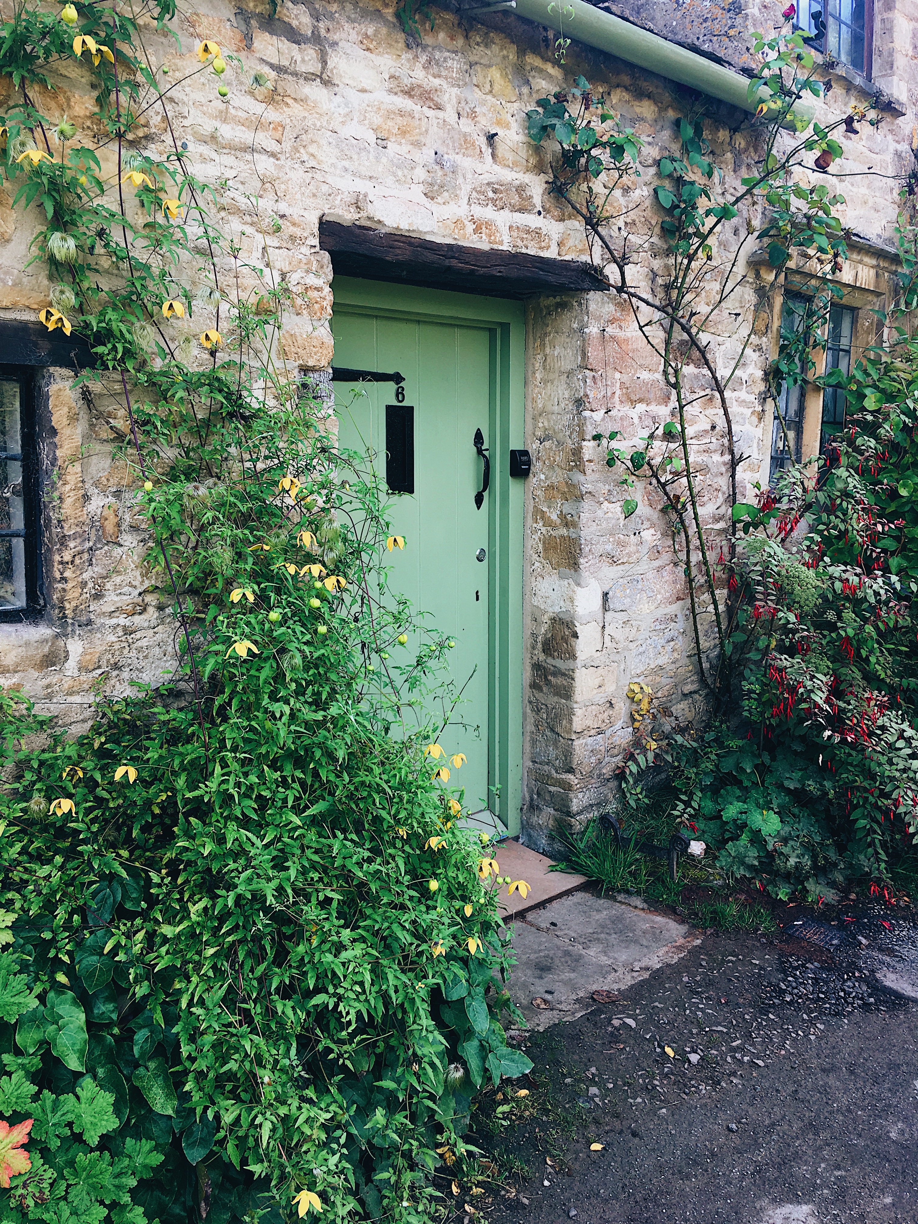 Mint green door in Bibury
