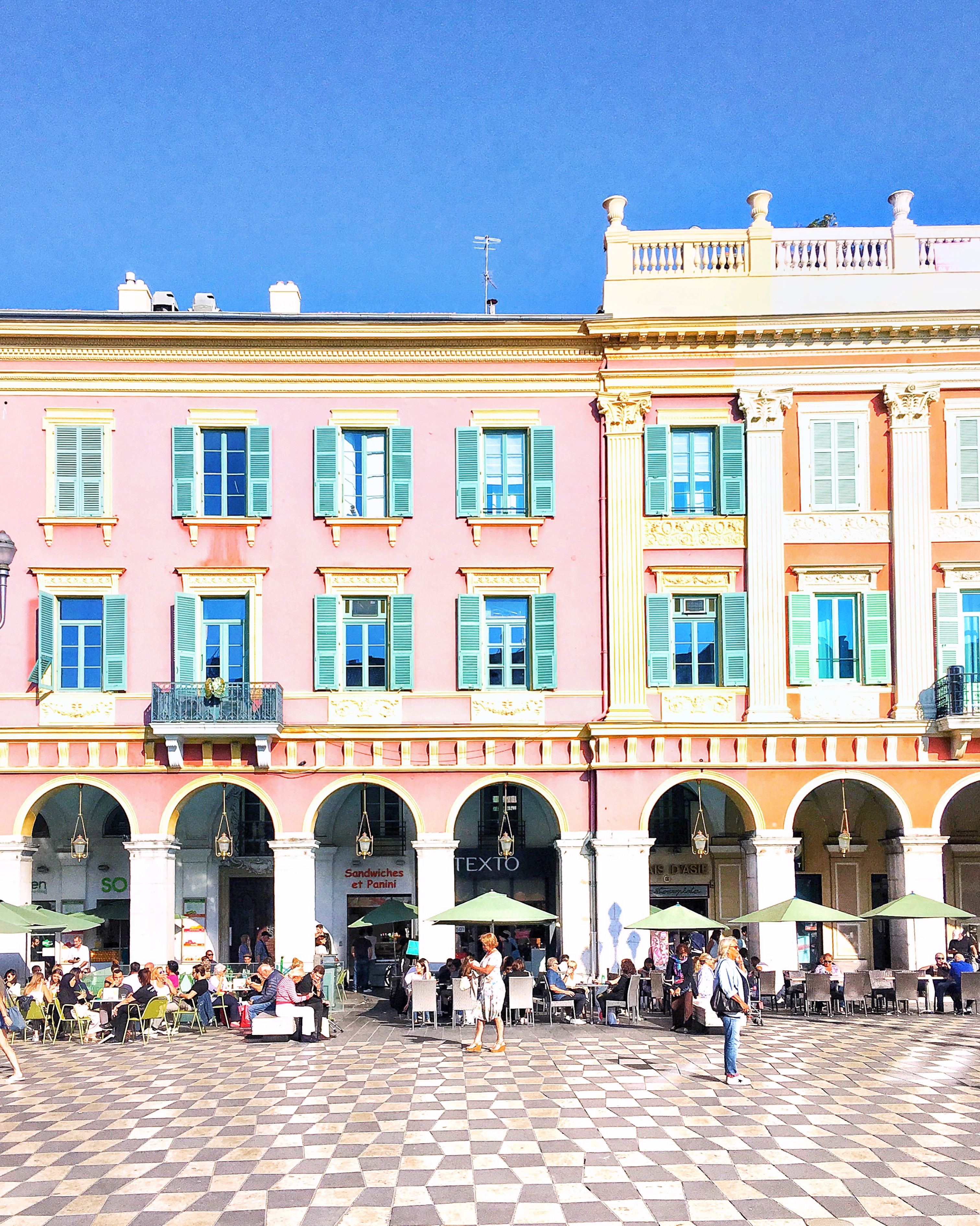 Colorful pink buildings in Nice