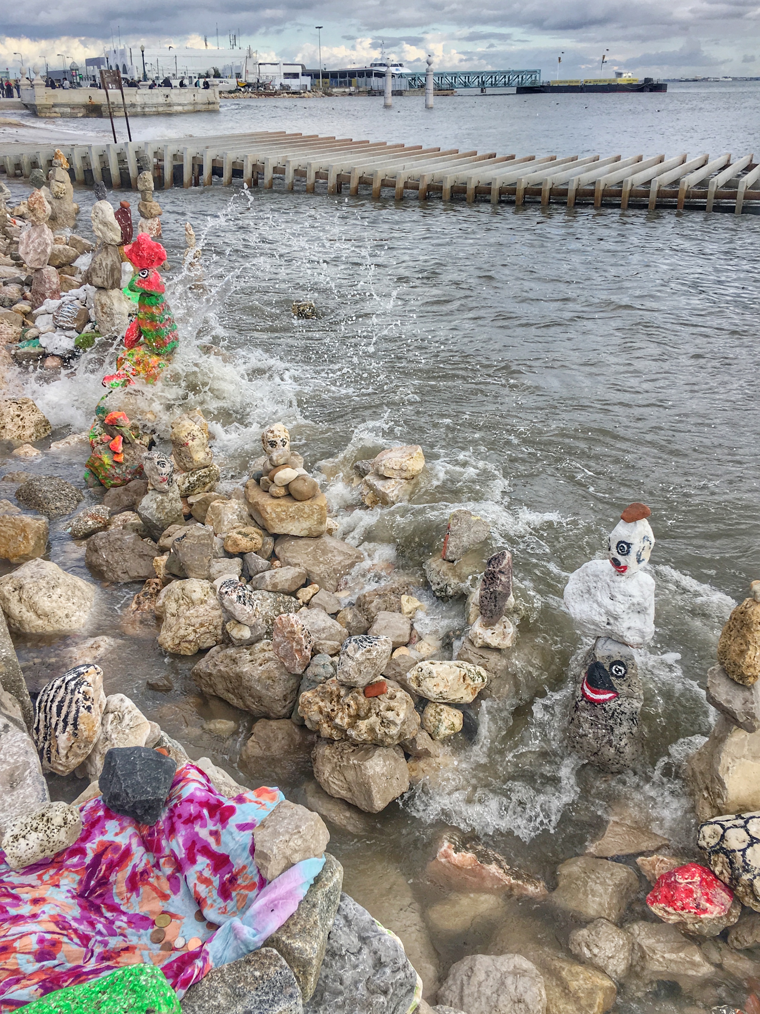 Cute rock formations along waterfront pathway