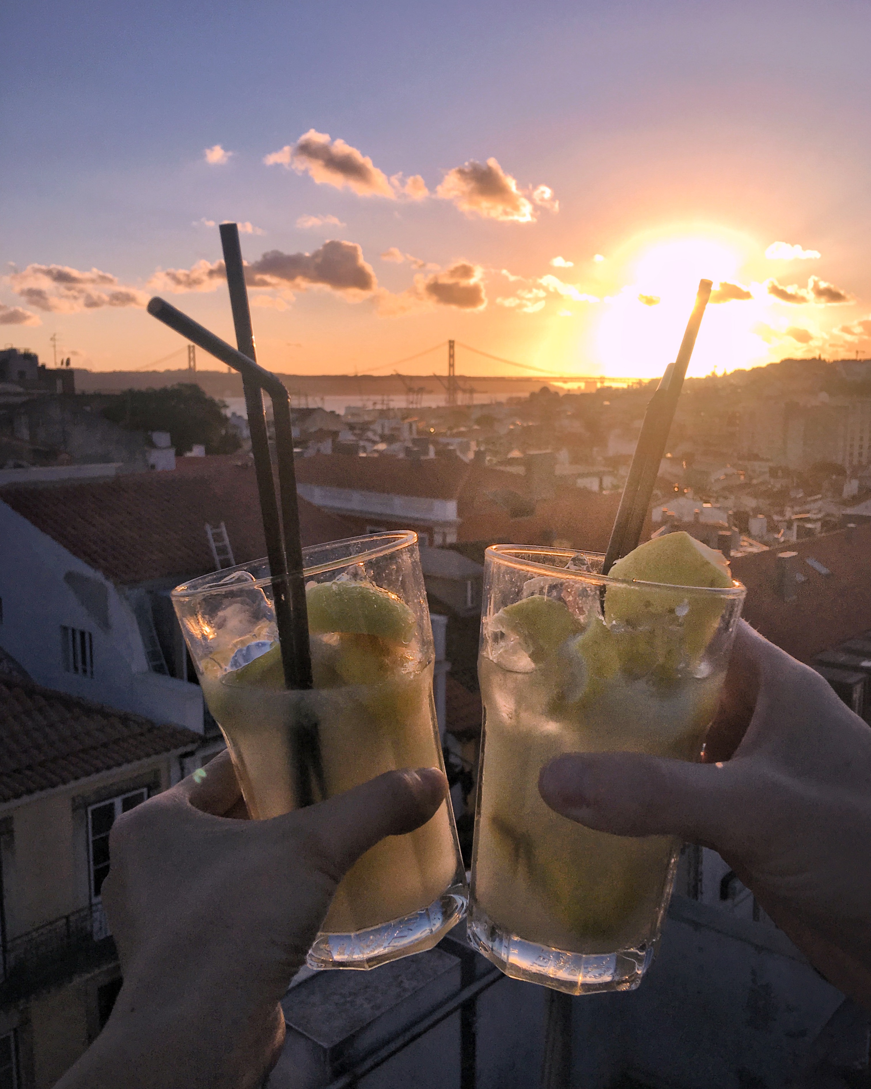 Caipirinhas on top of Park Bar Lisbon Portugal