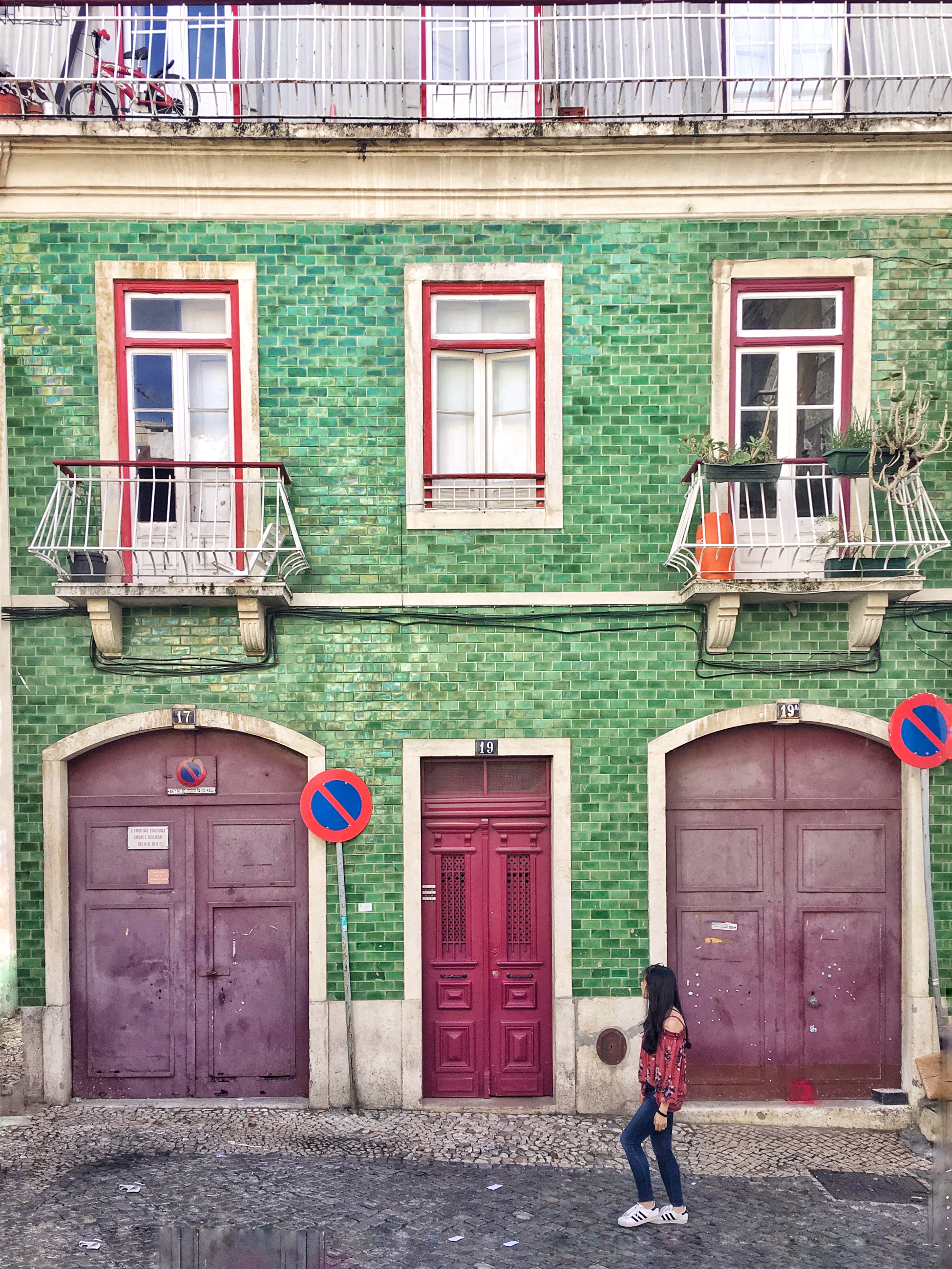 Beautiful green tile in Bairro Alto Lisbon