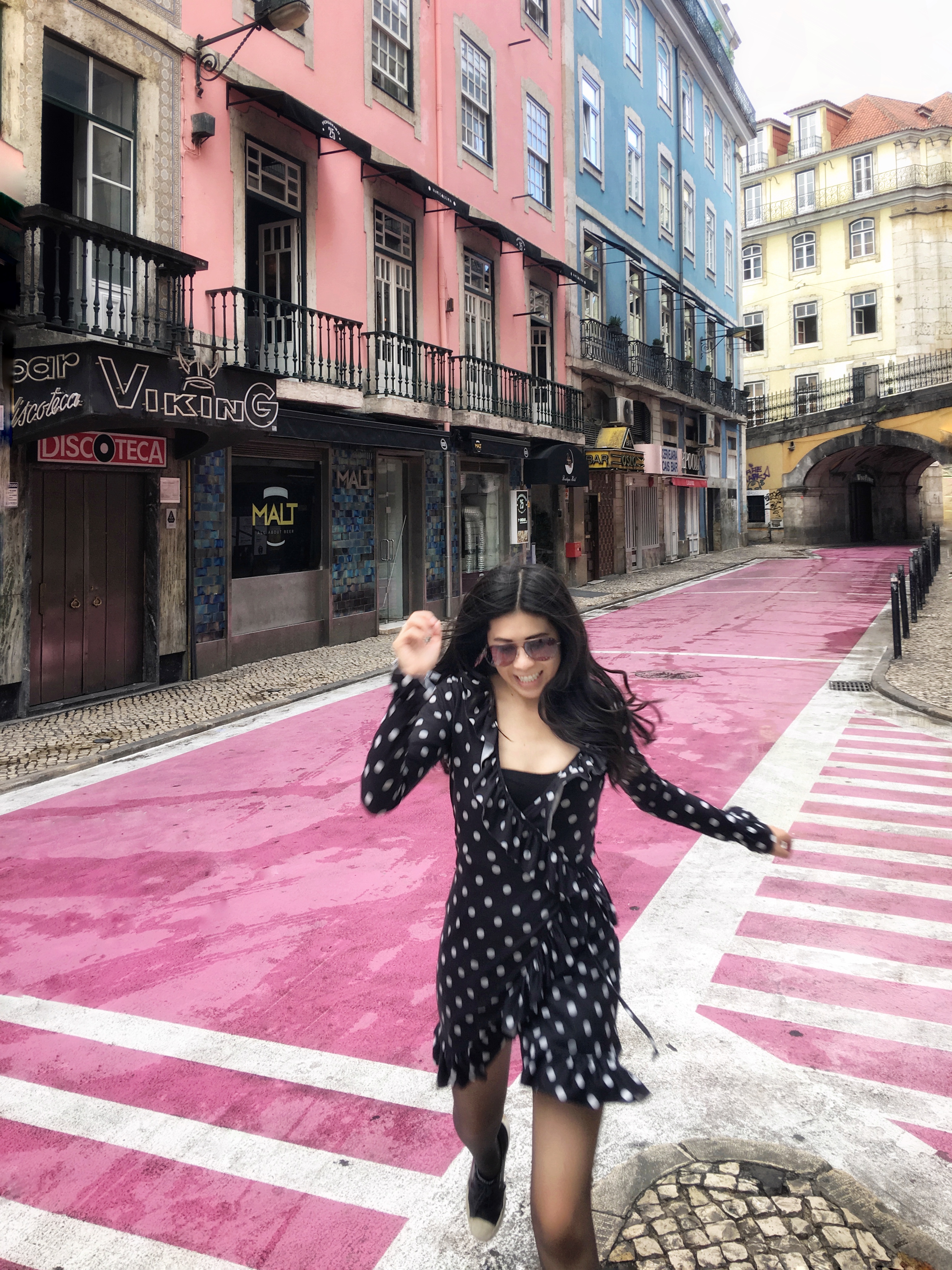 Rua Nova do Carvalho pink street in Lisbon