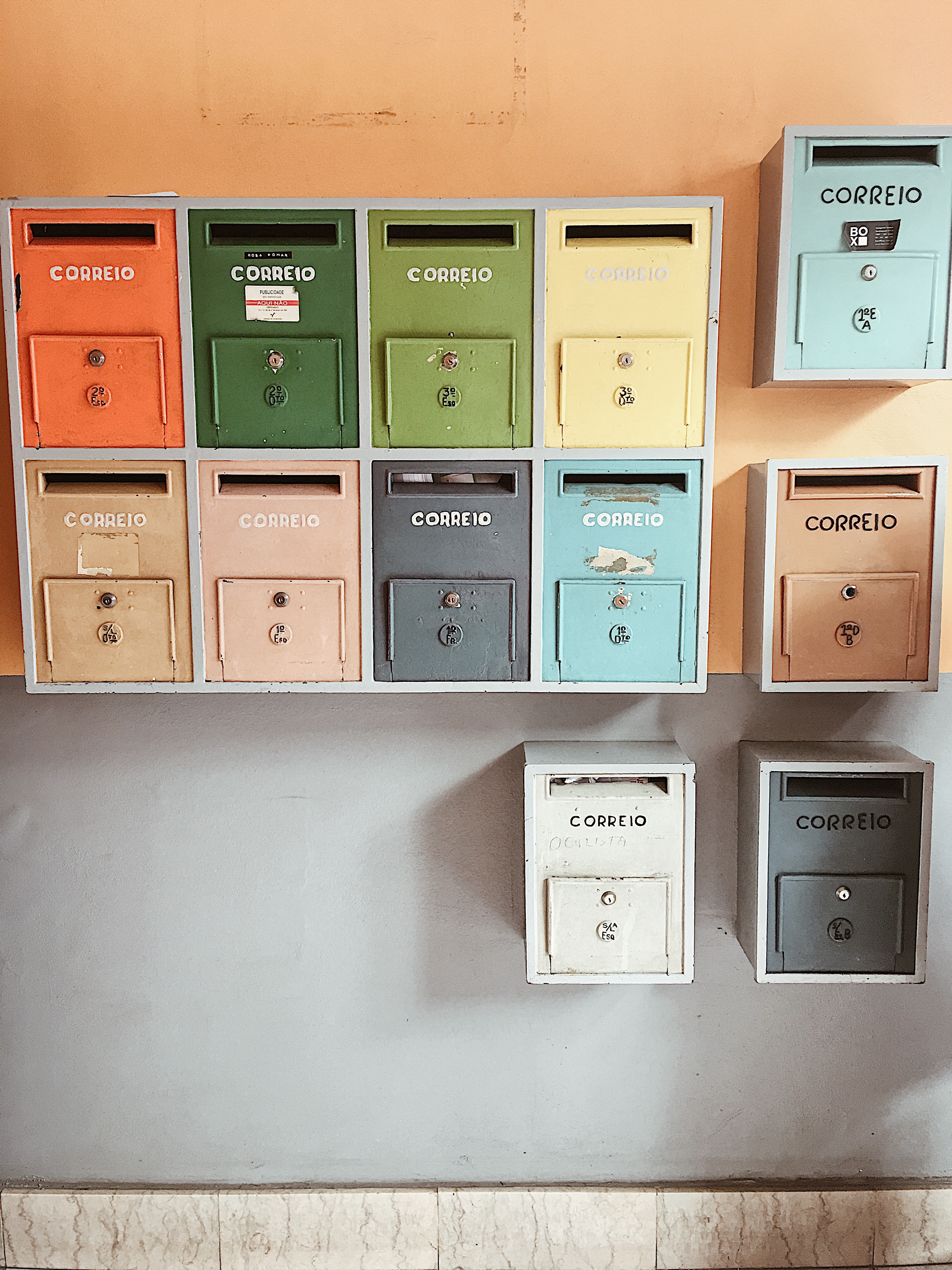 Colorful mailboxes in Bairro Alto