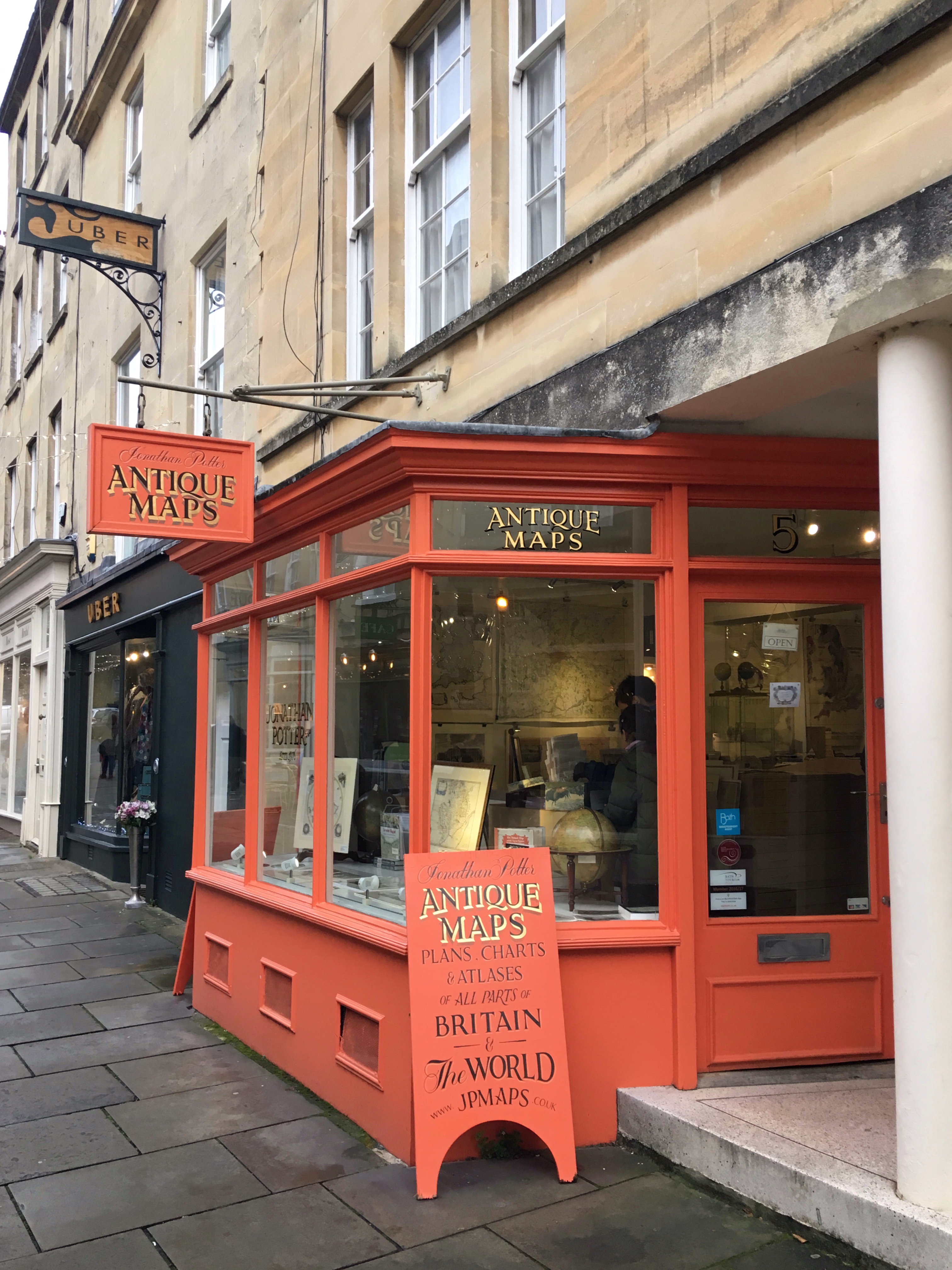 Orange maps shop in Bath