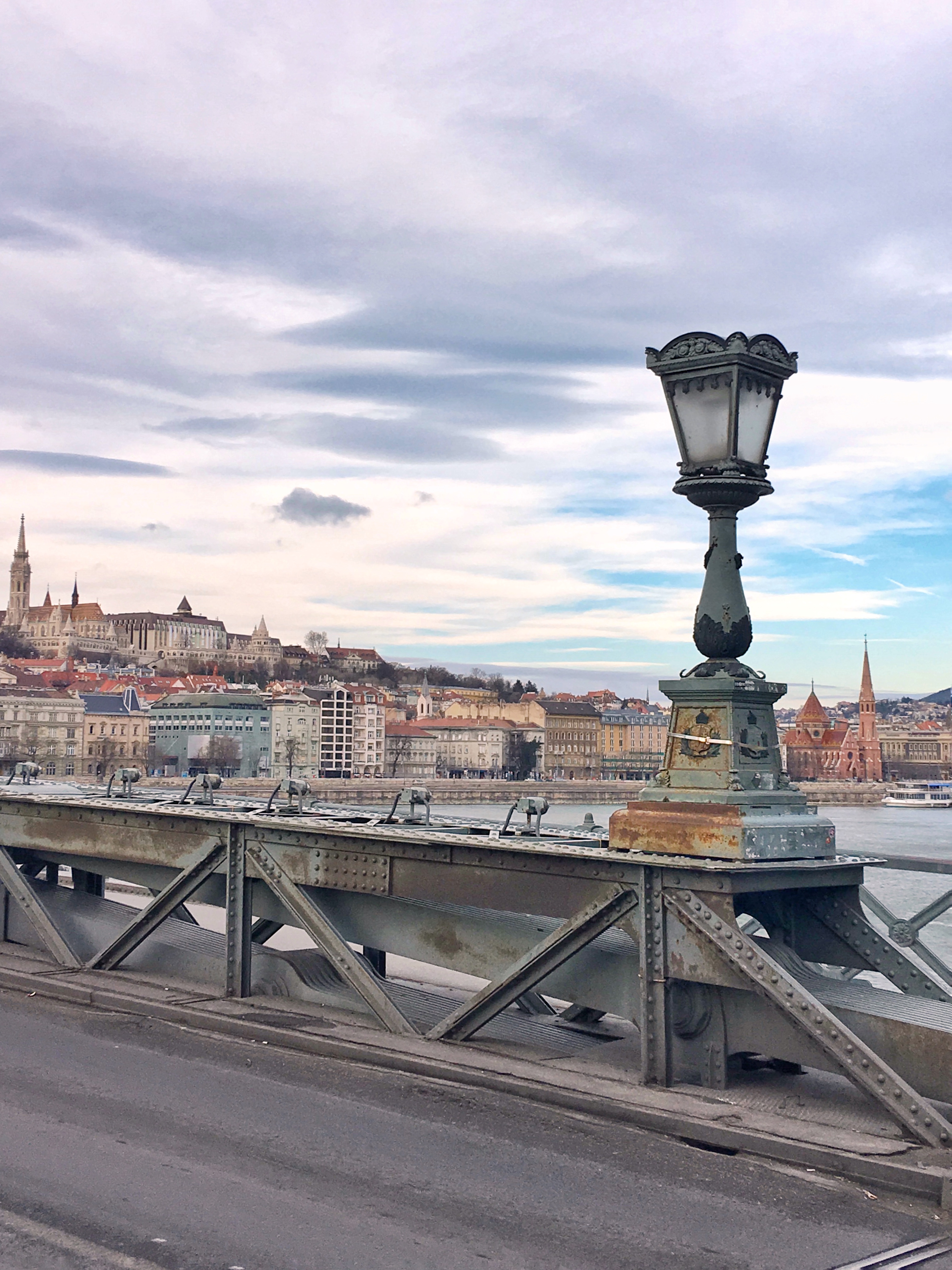 Walking along the Chain Bridge Budapest