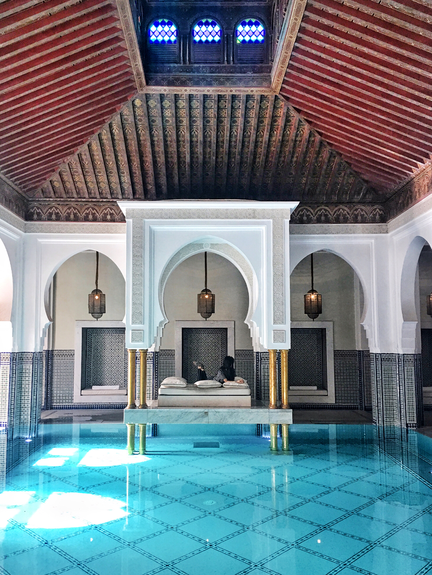 The iconic La Mamounia pool in Marrakech