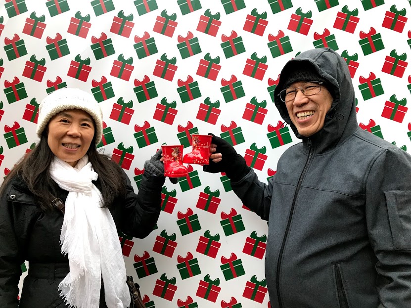 Drinking gluhwein at Christkindlmarkt