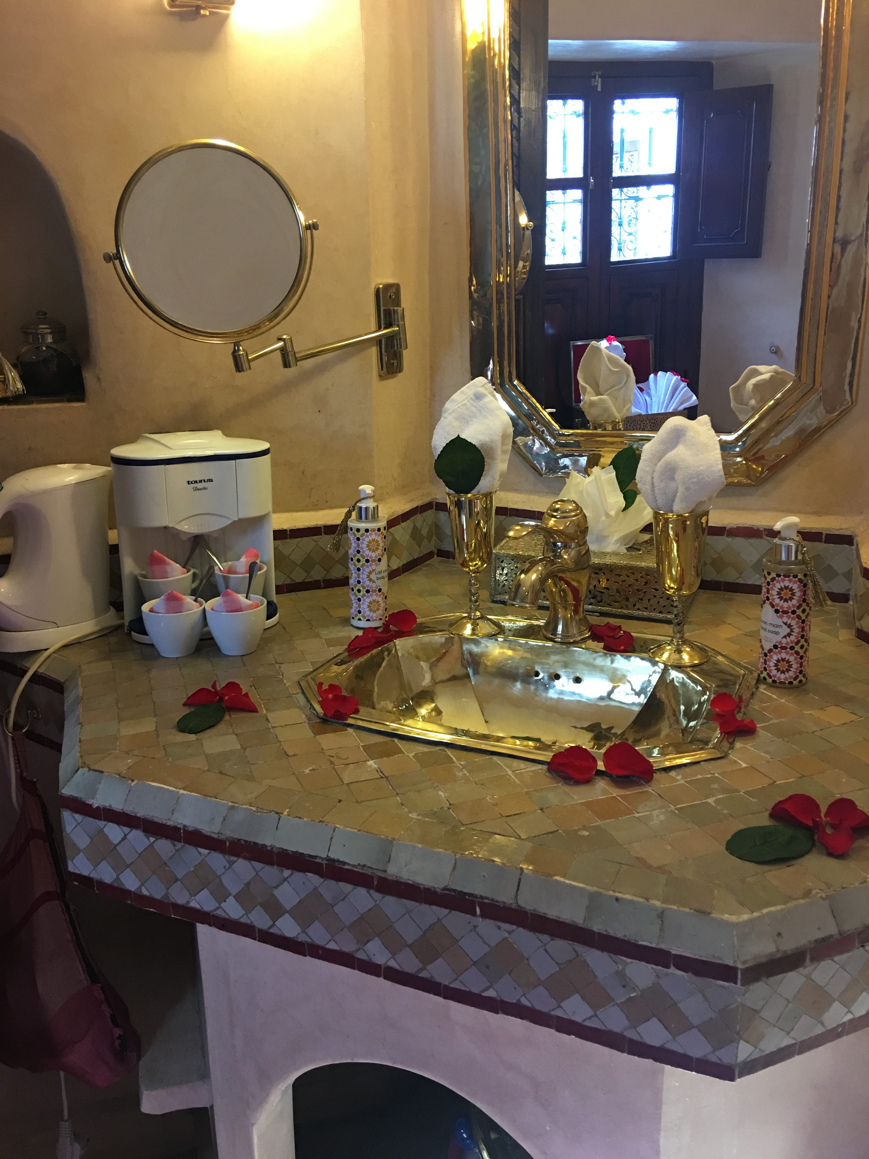 Bathroom sink at Riad Anabel