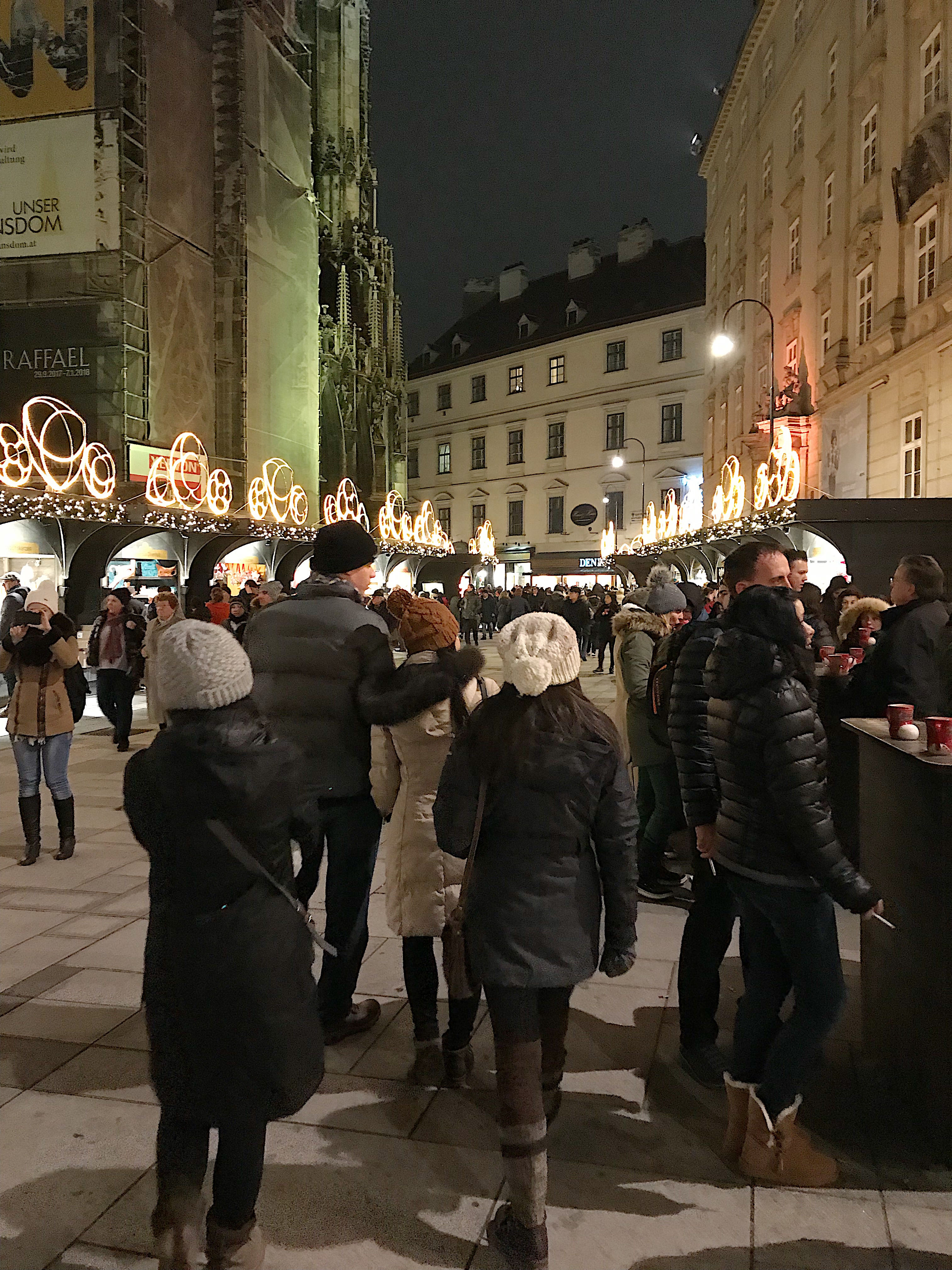 Busy streets of Vienna during Christmasttime