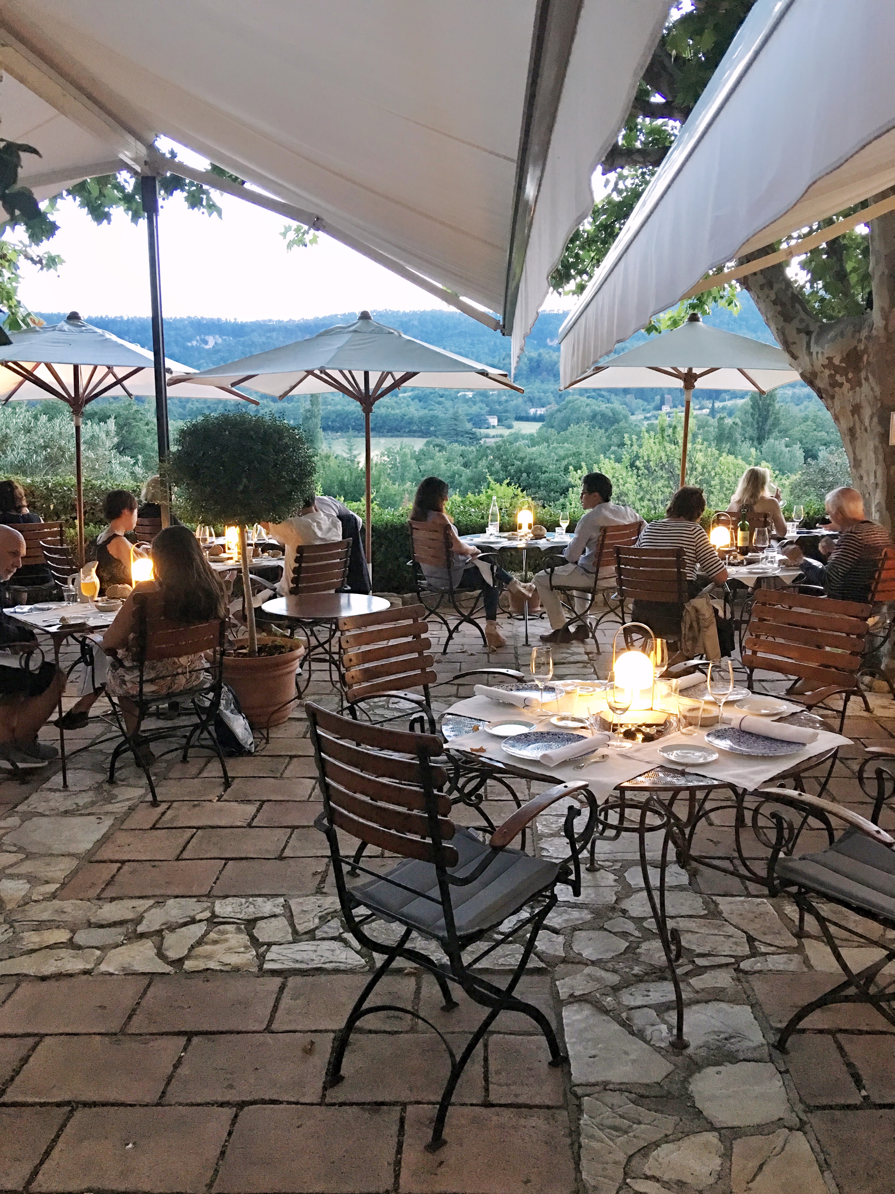 Outdoor terrace at La Bastide de Moustiers in Provence