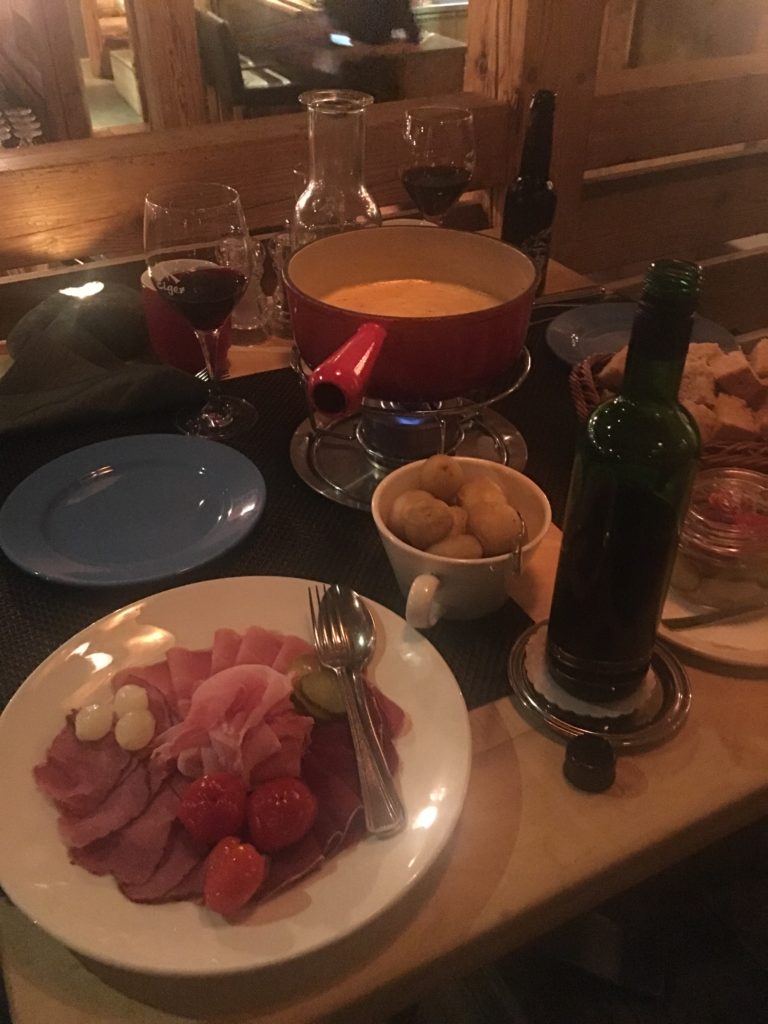 Eating swiss fondue in zurich